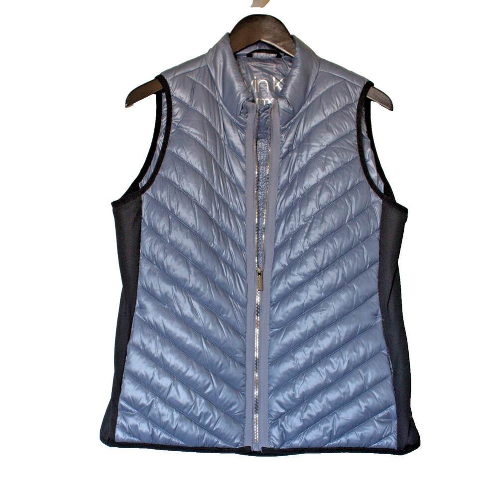 Calvin Klein‎ Performance Size L Full-Zip Quilted Water Repel Puffer Vest Blue